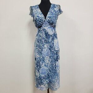 DBY Women Y2K Fairy Grunge Babydoll Midi Dress Size 8 Blue Rocker Flowy Feminine